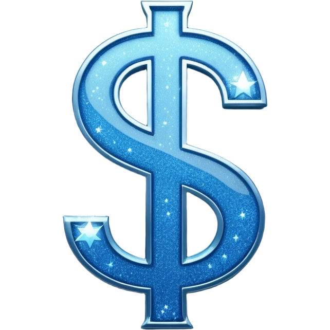 dollar sign with sparkles, blue color emoji