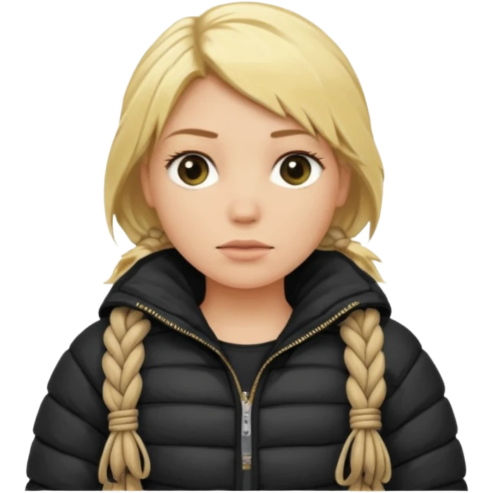 blond female emoji wearing a black down jacket, wraped in ropes emoji
