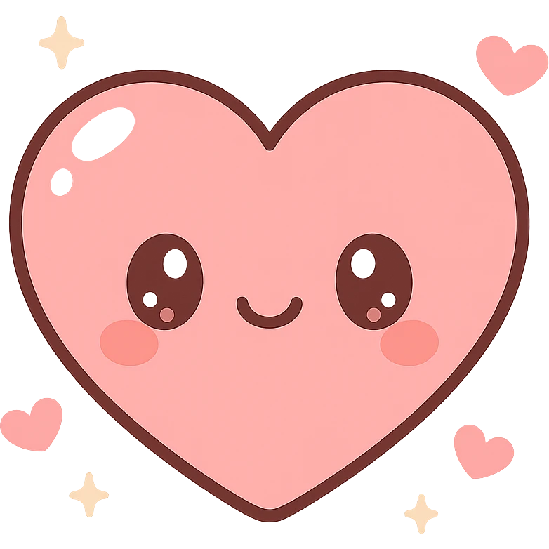 anime style heart, cute and expressive, glossy highlights, soft pink and red tones emoji