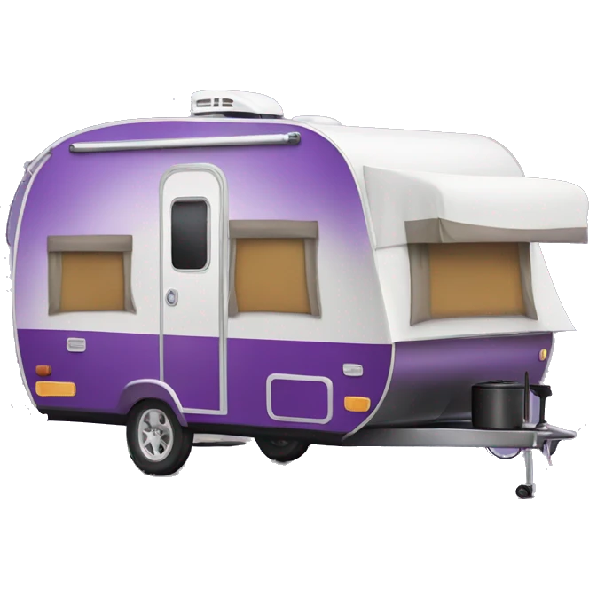Realistic purple camping trailer isolated.  emoji