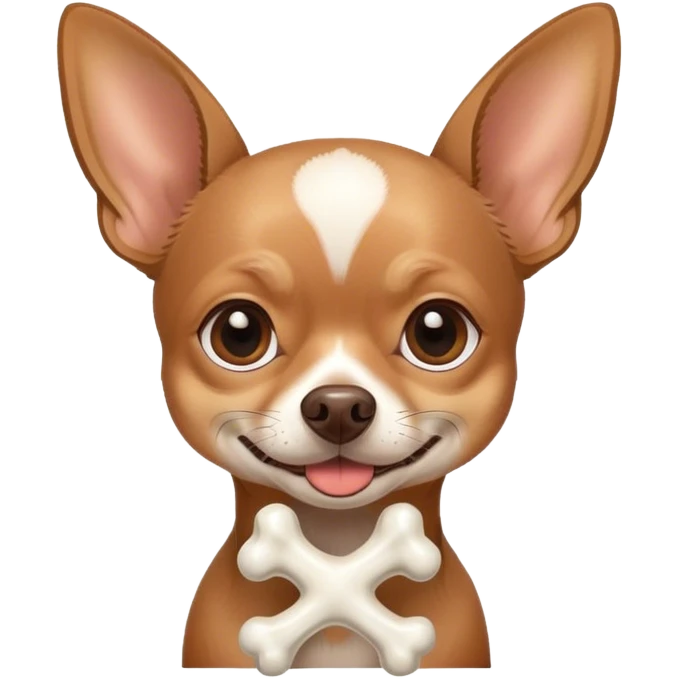 Brown Chihuahua with a bone on its head ￼ emoji
