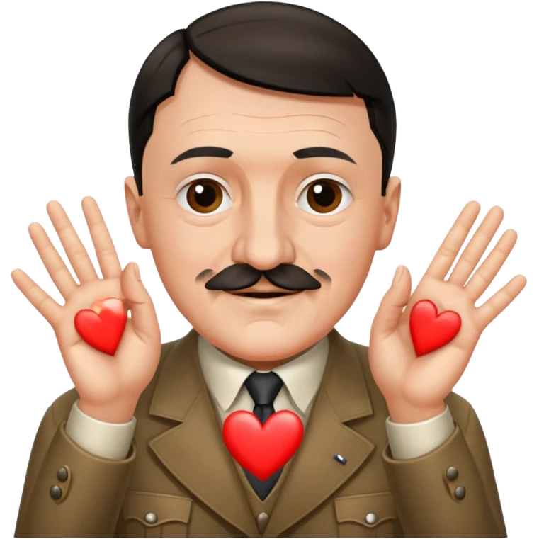 Adolf hitler making heart with fingers emoji