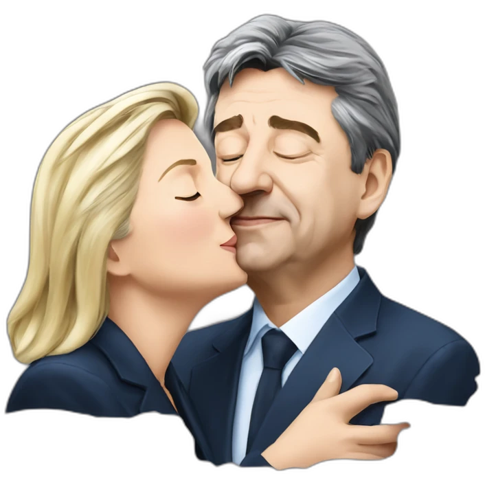 Jean Luc Mélenchon kissing Marine Lepen emoji