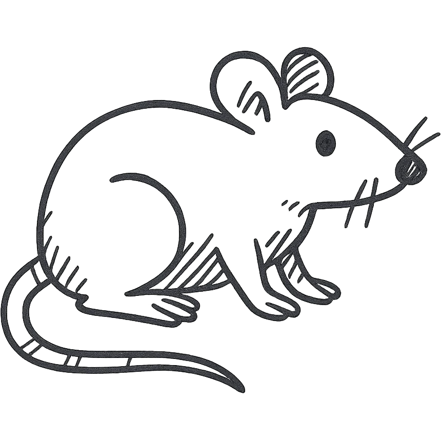 hand drawn rat black outline emoji