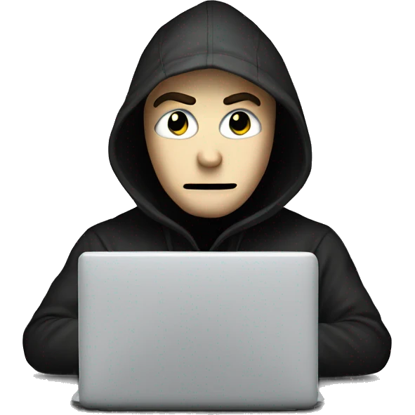 russian hacker anonimous in front of PC emoji