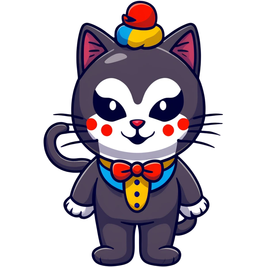 Black cat with clown face makeup emoji