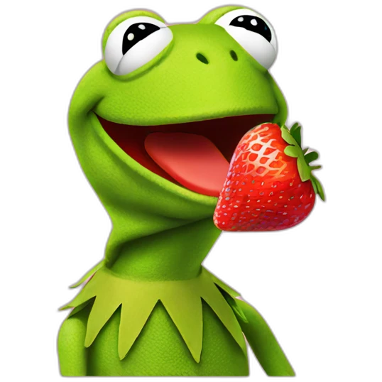 kermit eating strawberry emoji