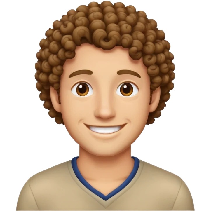man with curly hair smiling emoji