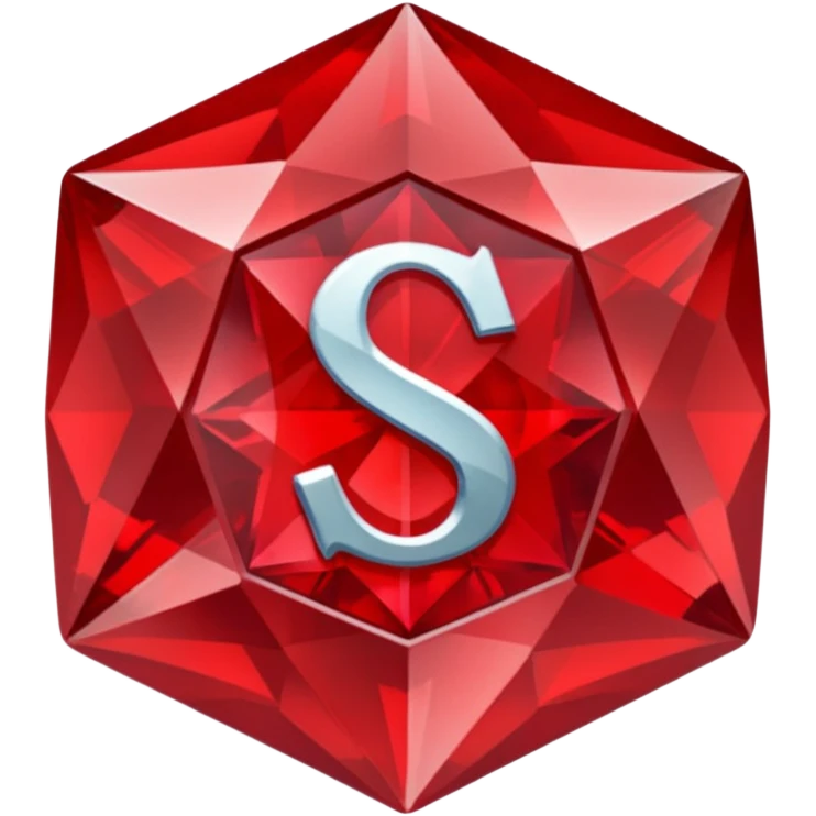 Red crystal with a $ drawn in the center of the crystal. emoji