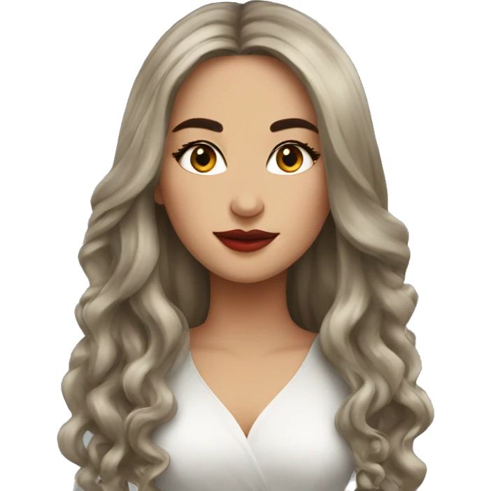 Beautiful turkish women long hair lipstick emoji