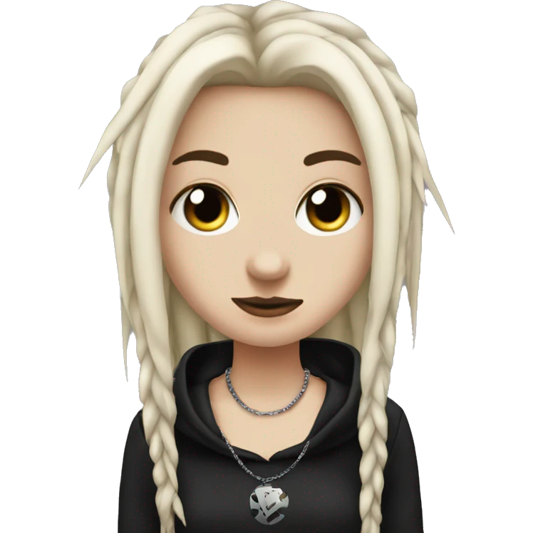 Emo white girl with nose piercing, black dreads, and spiked necklace emoji
