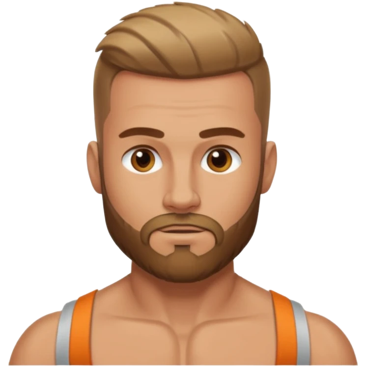 Muscular Caucasian male with tan skin, buzzed haircut, and a light brown beard. emoji