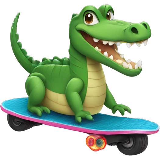Crocodile on a hoverboard  emoji