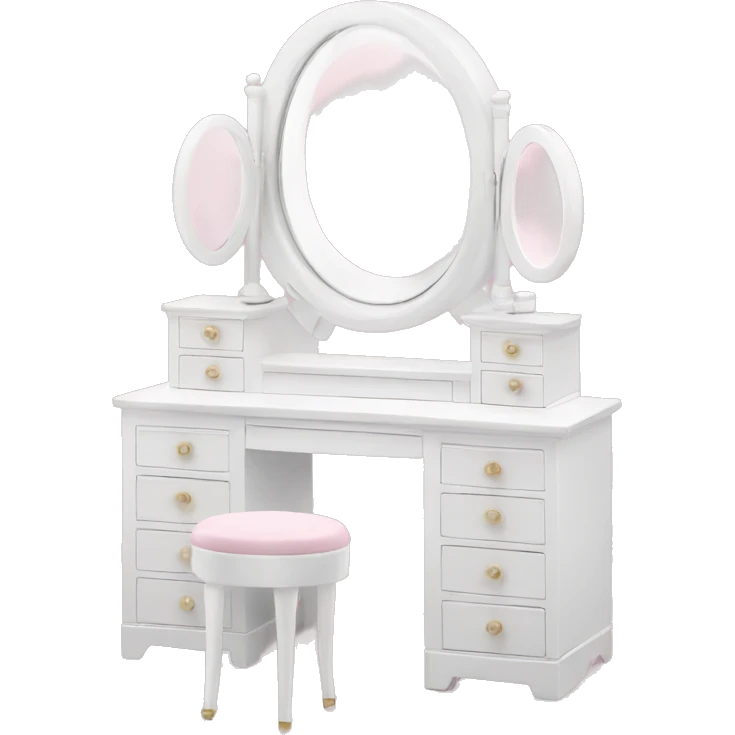 White Makeup vanity with light pink makeup emoji