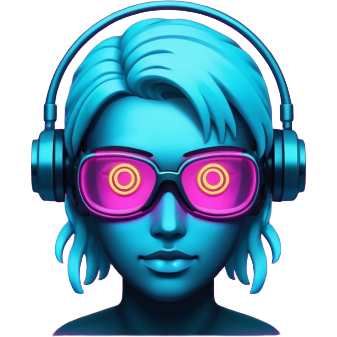 Dark glowing vaporwave neon cyberpunk emoji