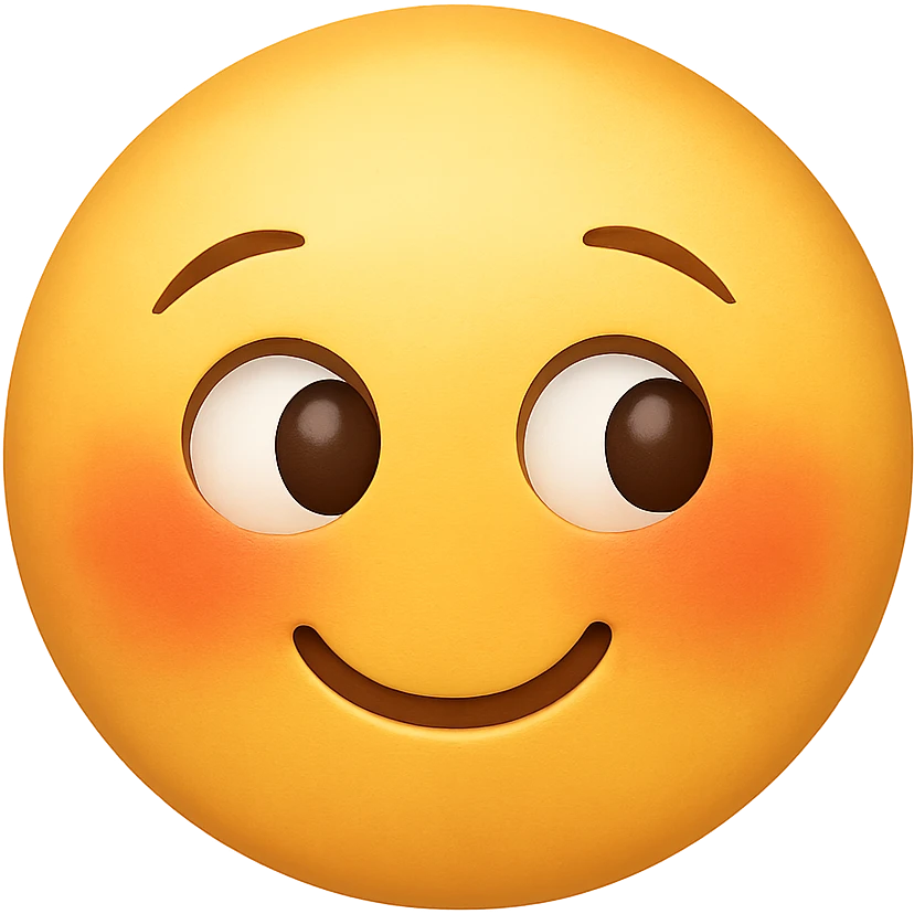 blushing face emoji, digital illustration emoji