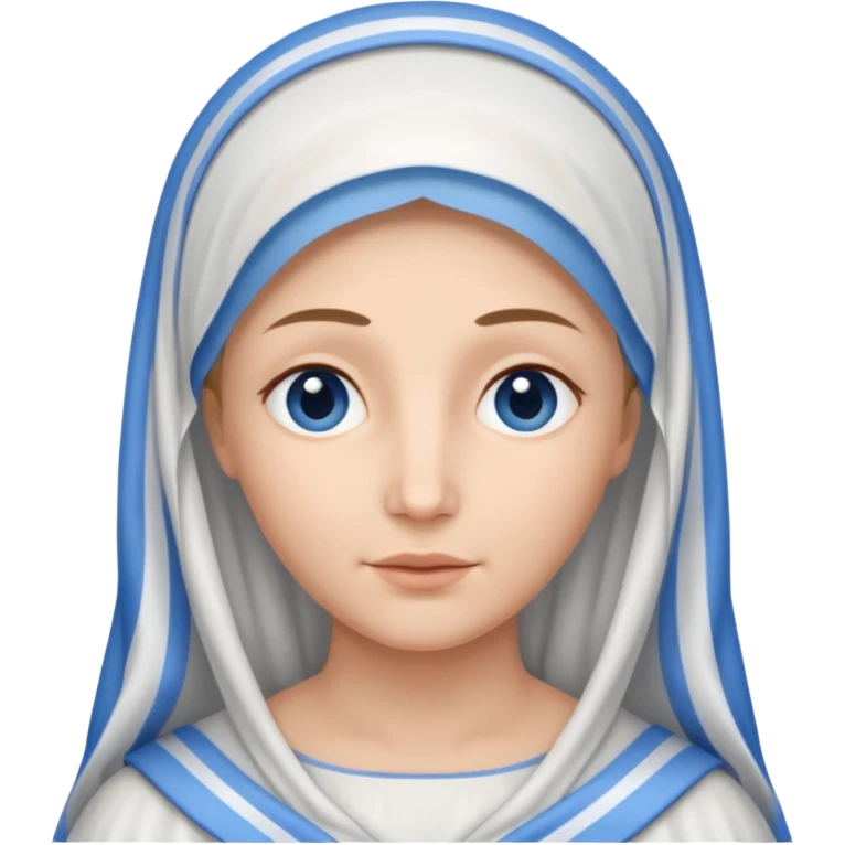 Maria mãe de Jesus pele clara véu branco com uma listra azul  emoji