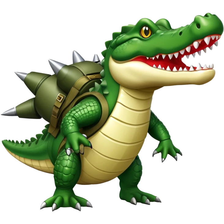 crocodile carrying bombs, military bomber crocodile emoji