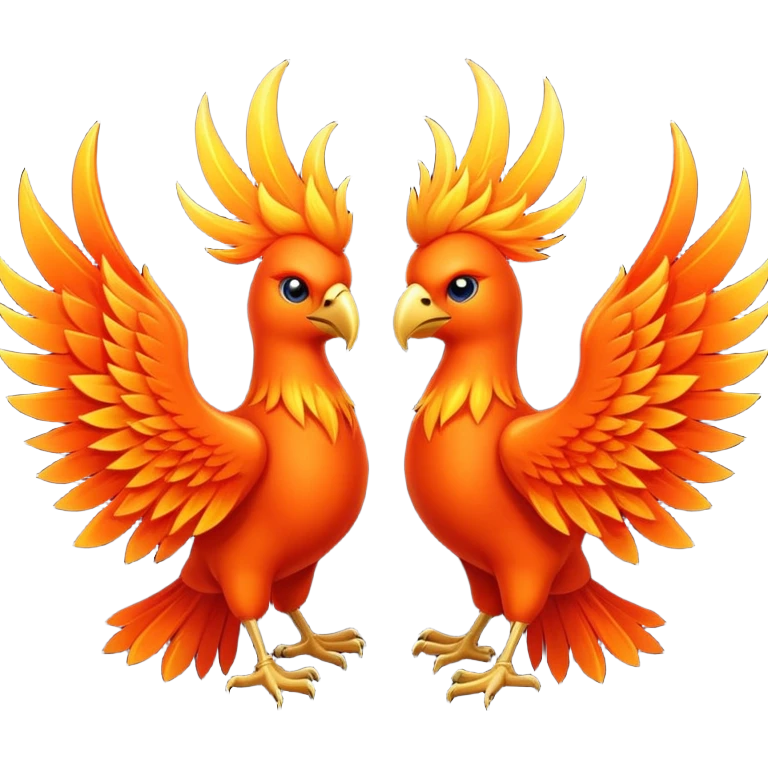 Twee vuurvogels emoji