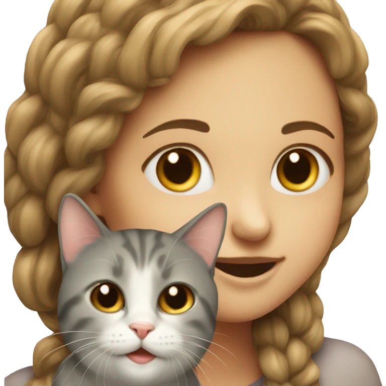 smiling girl with cat portrait emoji