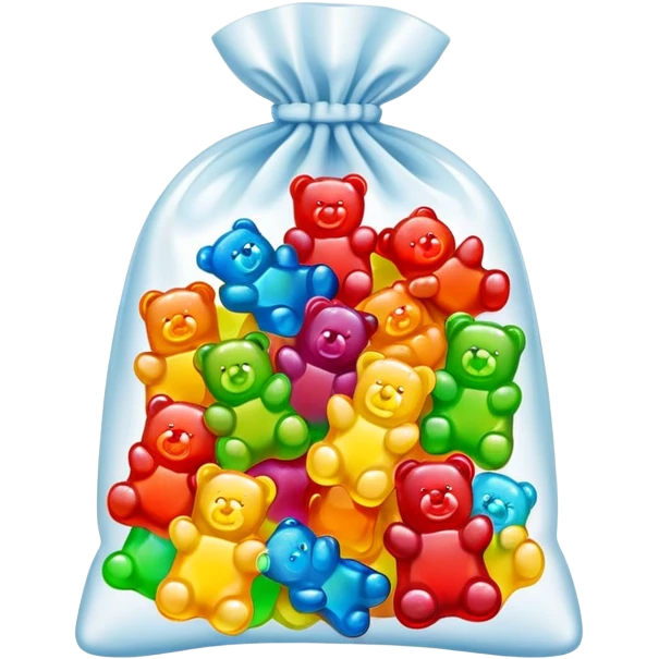 Bag of bright colored gummy bears emoji