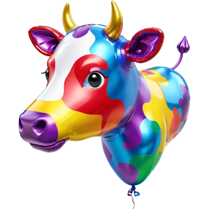  jeff koons style vinyl balloon girl cow sculpture  emoji