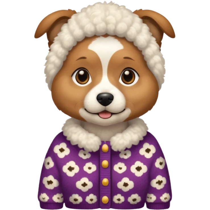 dog wearing grany emoji