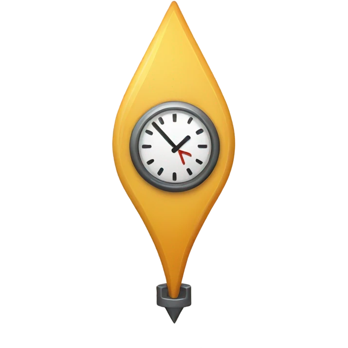location pin with clock inside of it emoji