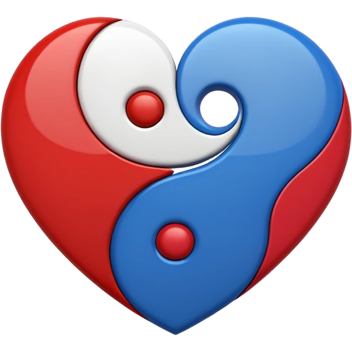Make a yin yang like heart emoji with the colors being blue and red emoji