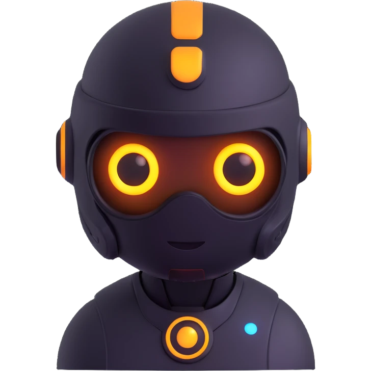 friendly futuristic AI agent emoji with glowing eyes emoji