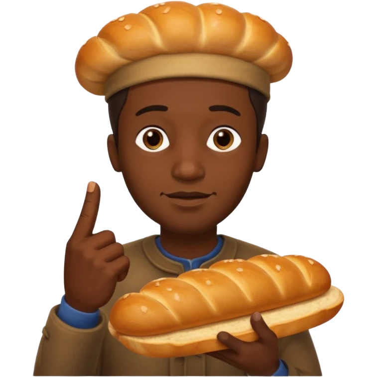 темнокожий парень вставляет свой палец в хлеб emoji