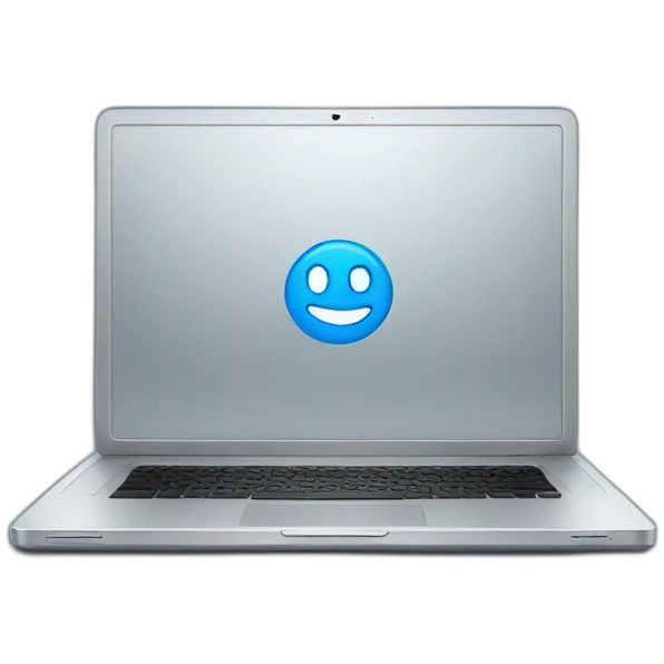 laptop with single blue infinite symbol emoji