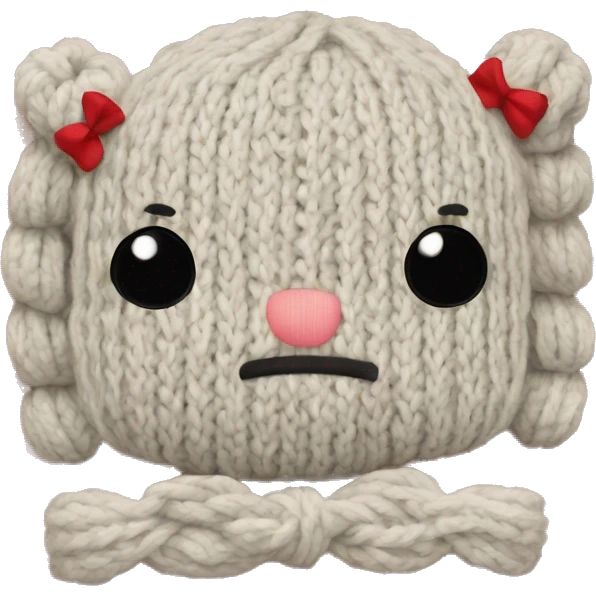 Knitting with a cute bow collor  emoji