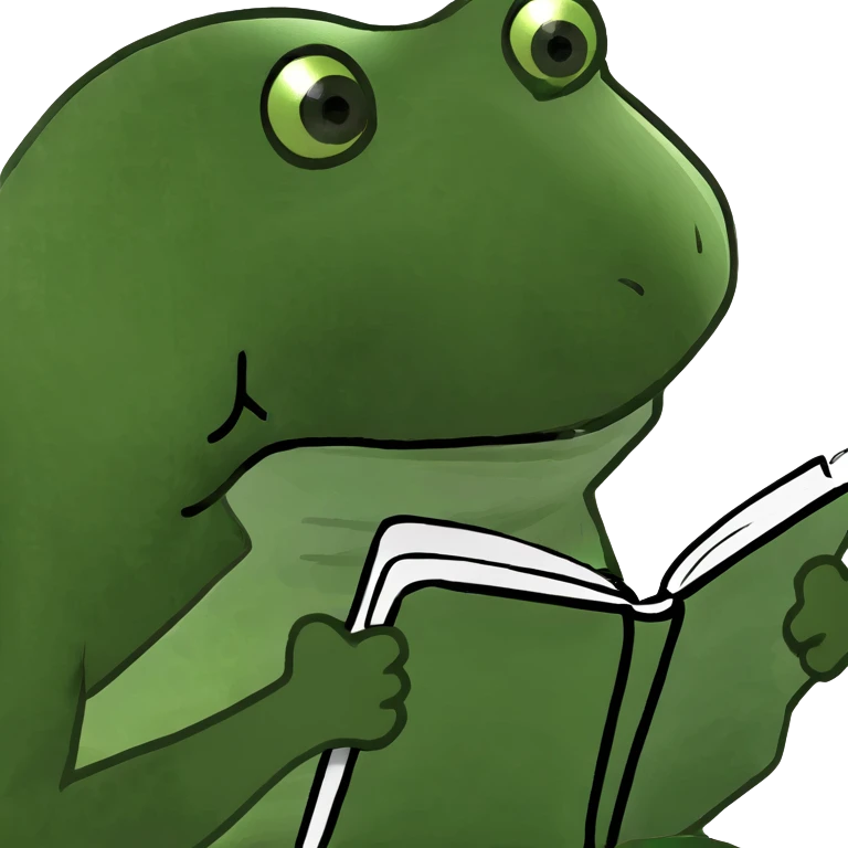 Frog girl reading notebook emoji