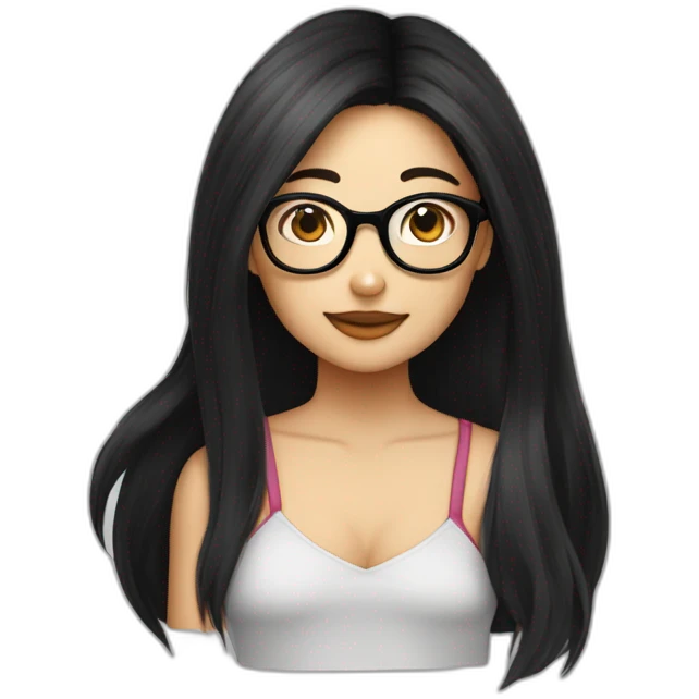 FCB girl long black hair with glasses d emoji