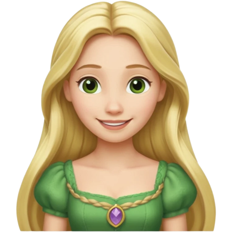Rapuncel in green dress emoji