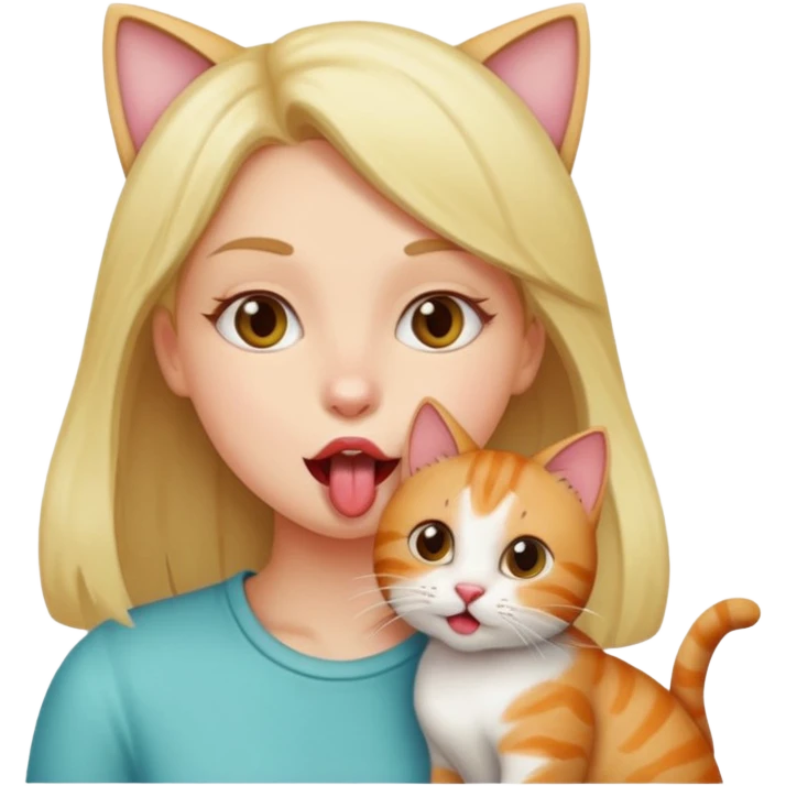 Girl licking a cat emoji