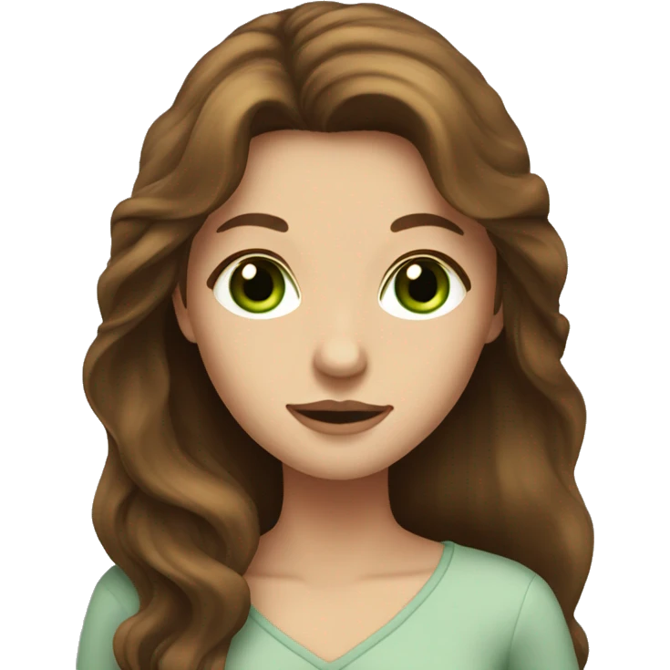 Lady with long brown hair and green eyes  emoji