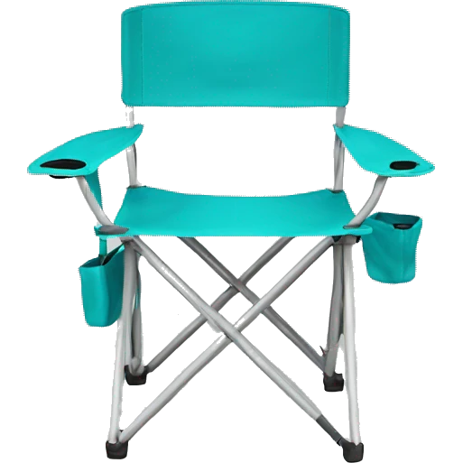 Realistic turquoise camping folding chair isolated.  emoji