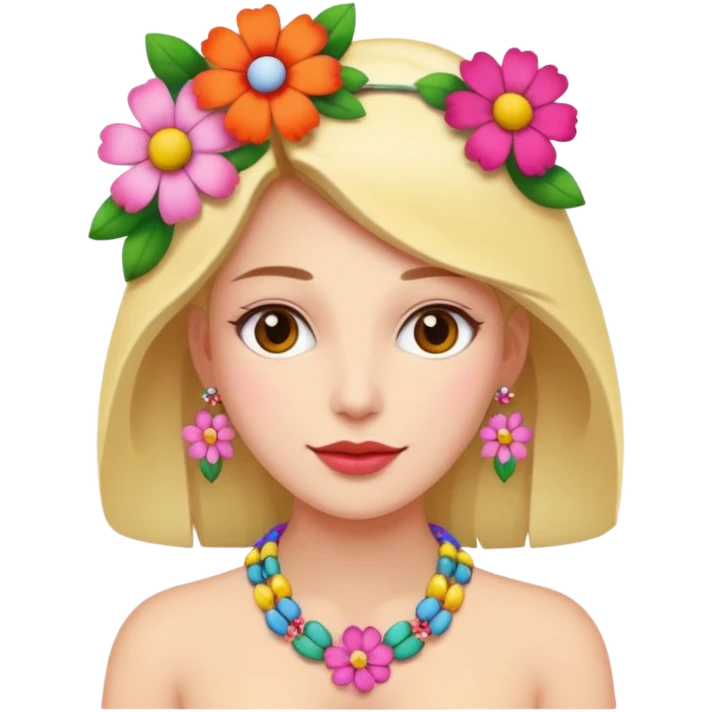 woman with a flower necklace emoji
