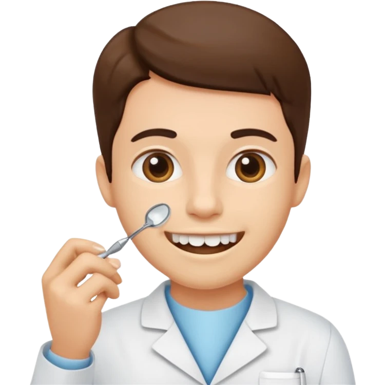 dentist, examining tooth, friendly emoji