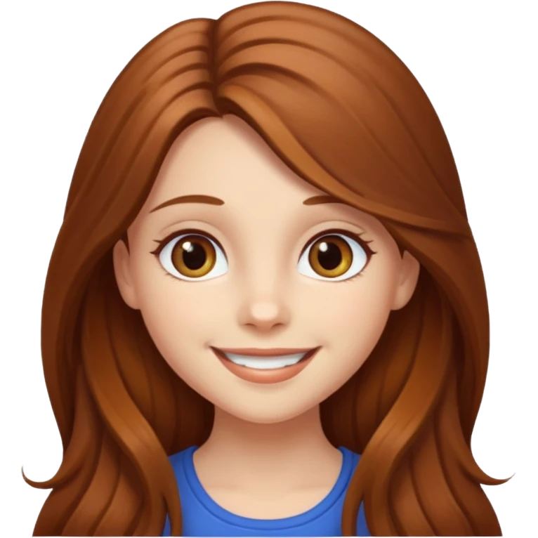 create a girl with chestnut colored long hair, hazel eyes and beautiful smile emoji