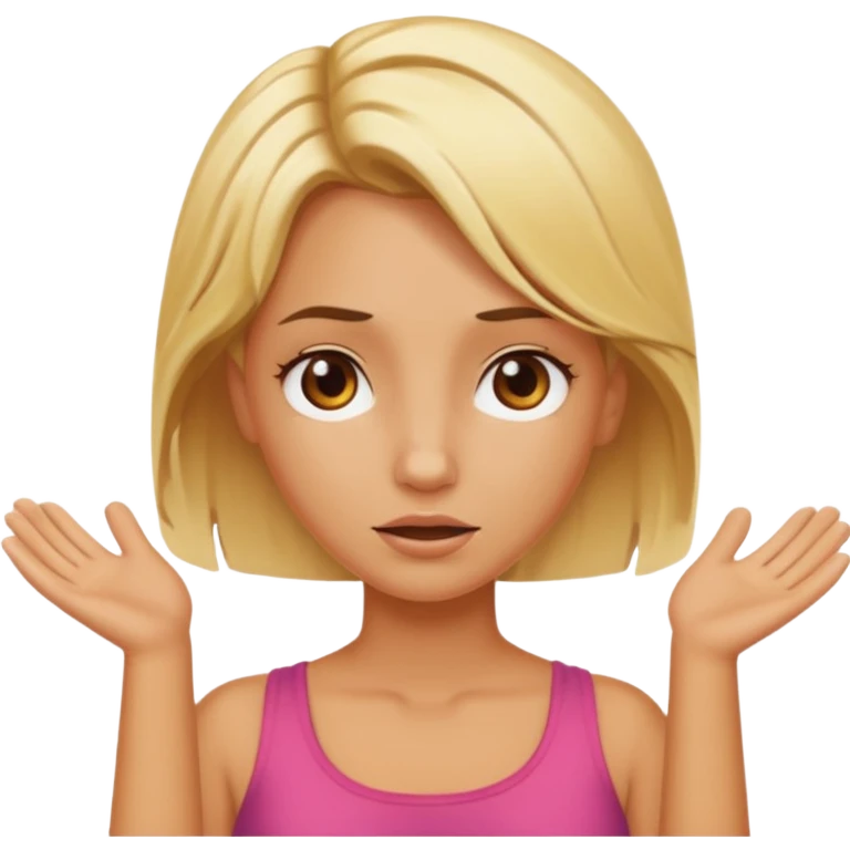Blonde sunburnt girl shrugging emoji