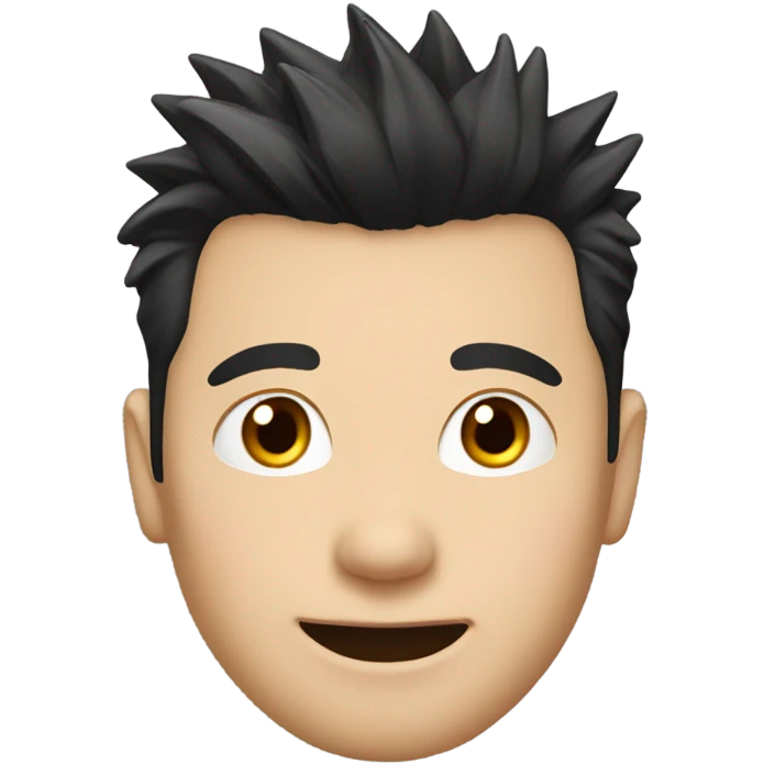 chinese man 40yo with spiky short black hair smile, smart shirt. emoji