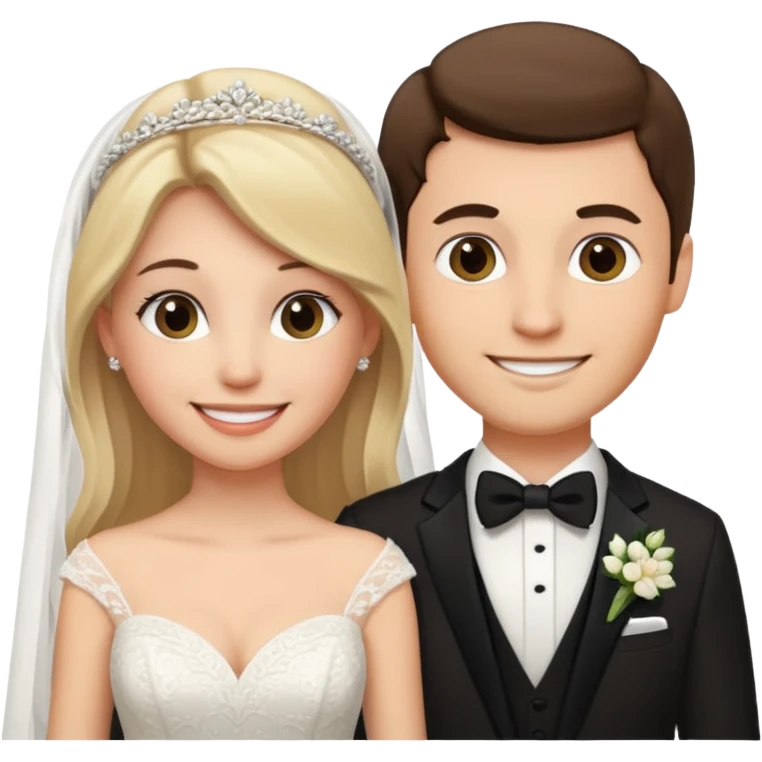 a brunette woman and a blonde man wedding day emoji emoji