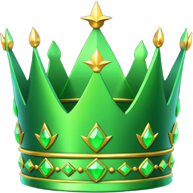 neon green king's crown shiny emoji