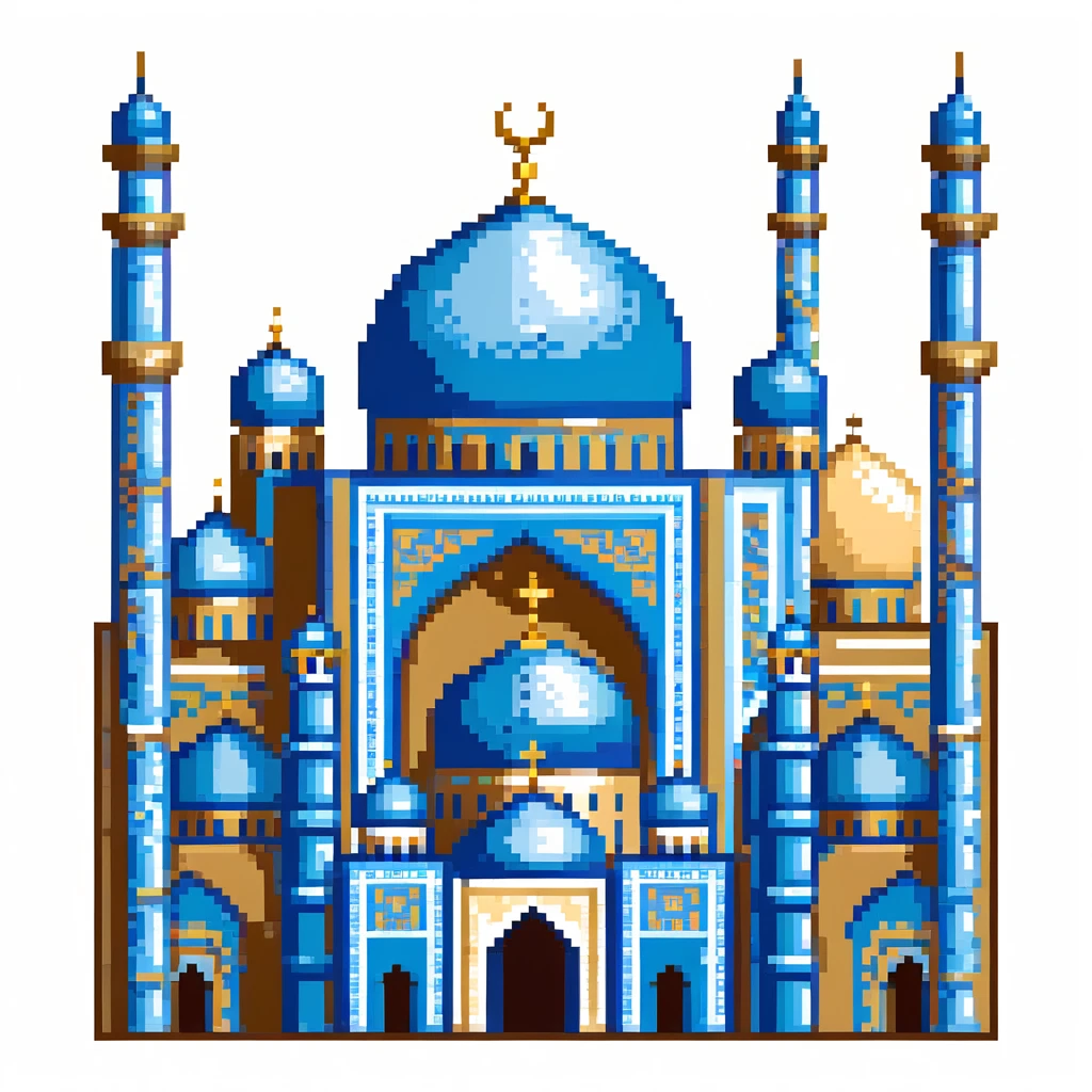 Ancient city of Samarkand with blue domed mosques, ornate Islamic architecture, Registan Square emoji