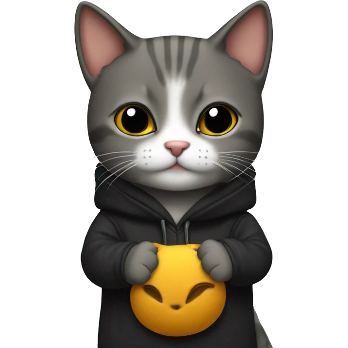 Gato negro con sudadera emoji