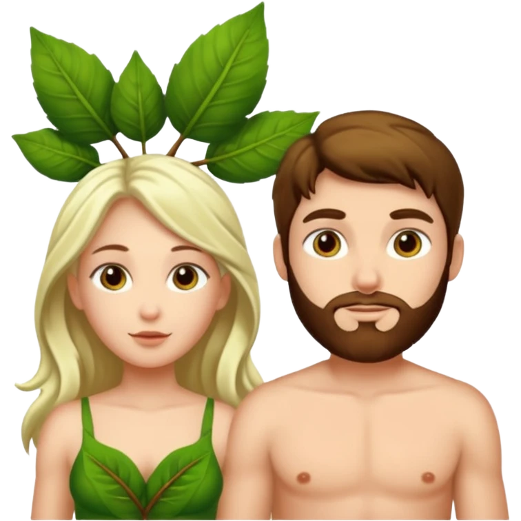 Adam and Eve with leaf clothing emoji