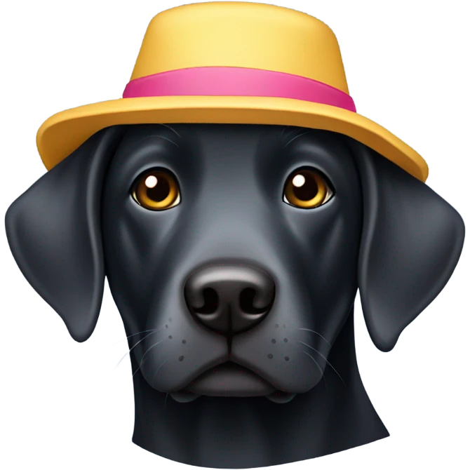 Black lab wearing a bucket hat emoji